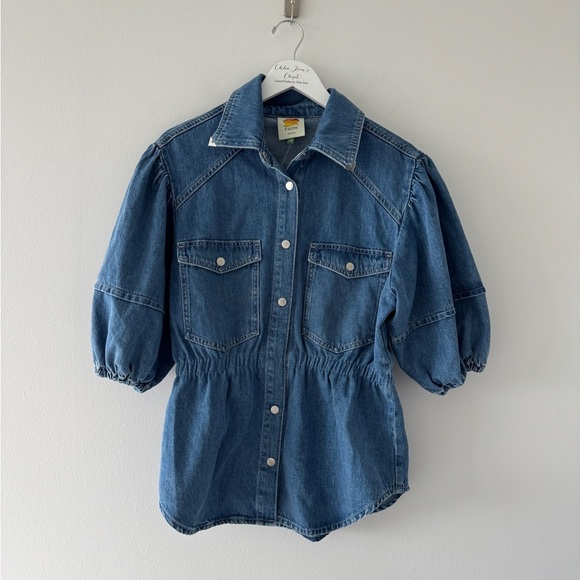 FARM RIO Denim Puff Sleeve Shirt M - Picture 4 of 8